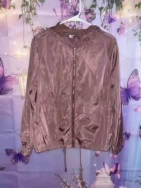 Ci Sono Shiny Mauve Hooded Bomber Jacket